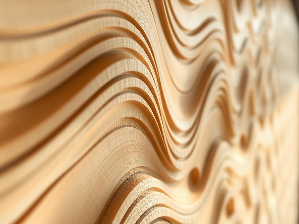 CNC routed wave-pattern wooden panel