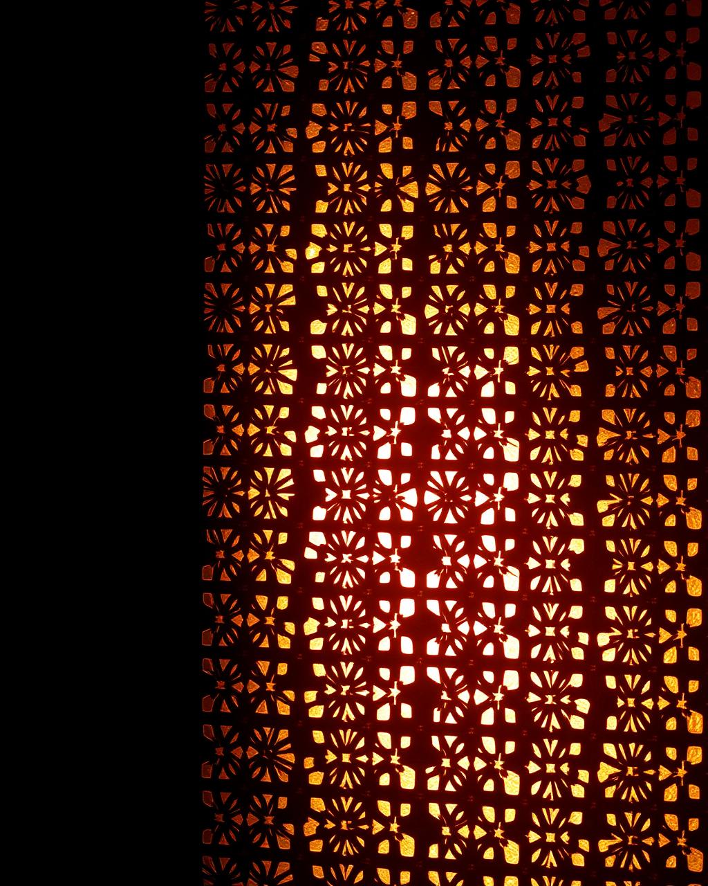 Laser-cut mashrabiya screen backlit